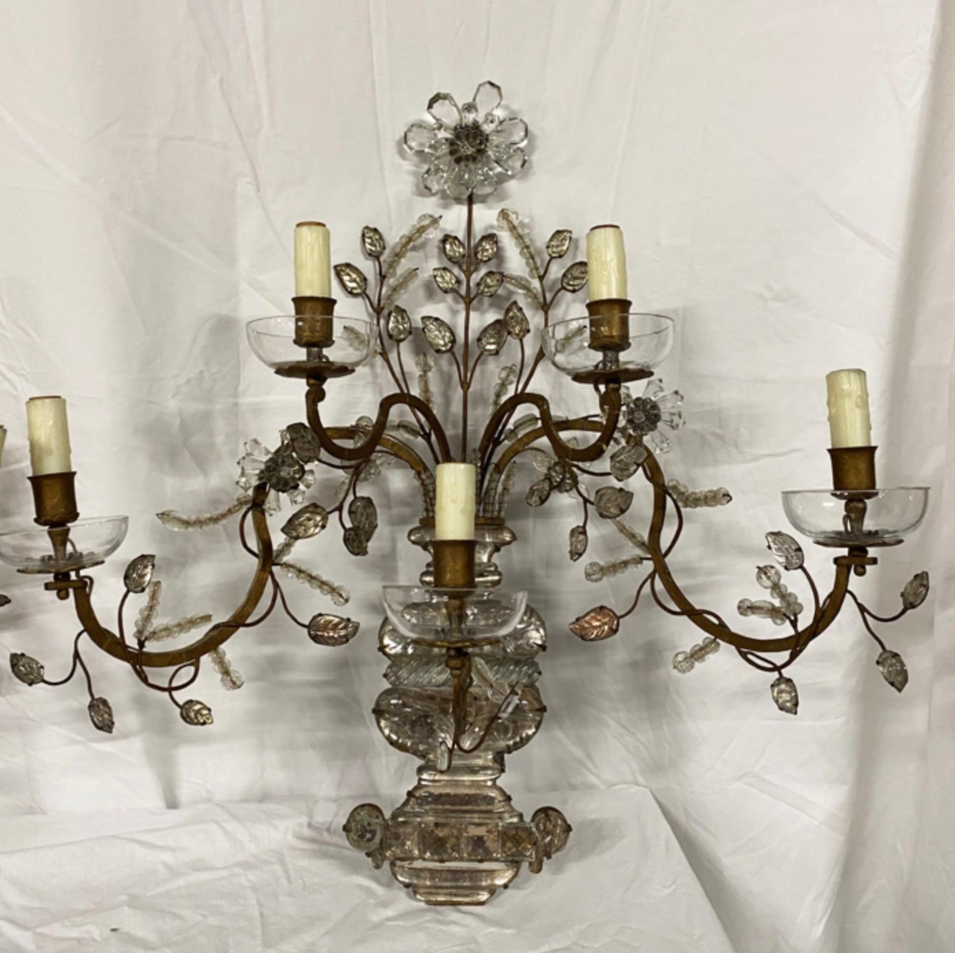 Pair Of French Maison Bagues Gilt Metal Sconces For Sale 1