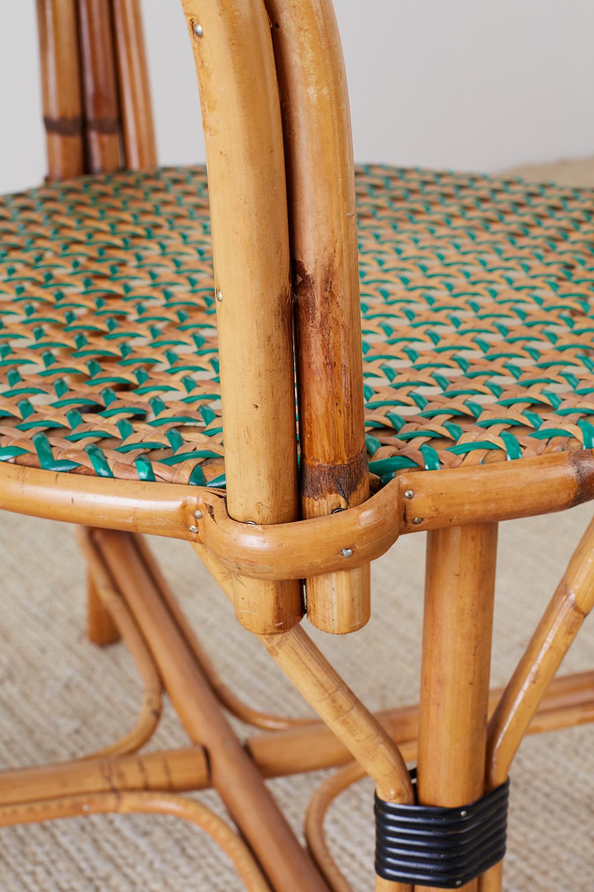 Paire de chaises de café bistro en rotin de la Maison Gatti (France) 3