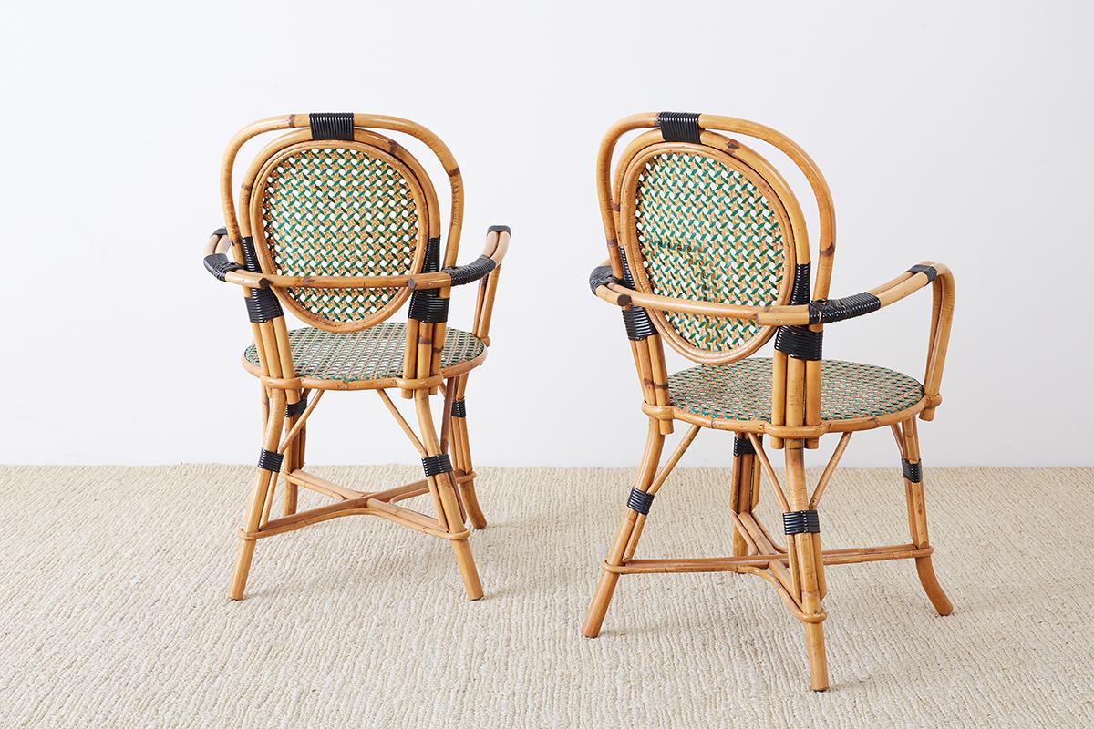 Pair of French Maison Gatti Rattan Cafe Bistro Chairs 8