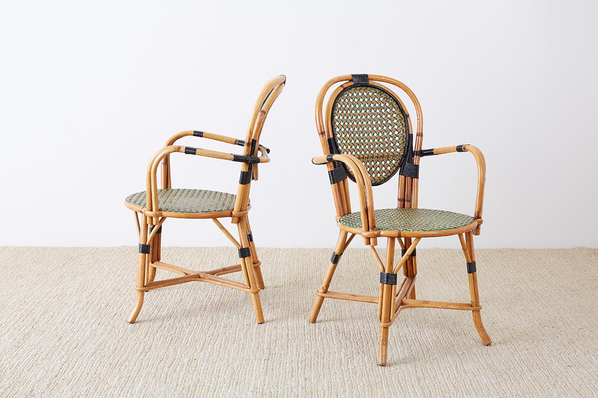 Pair of French Maison Gatti Rattan Cafe Bistro Chairs at 1stDibs