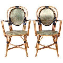 Paire de chaises de café bistro en rotin de la Maison Gatti (France)