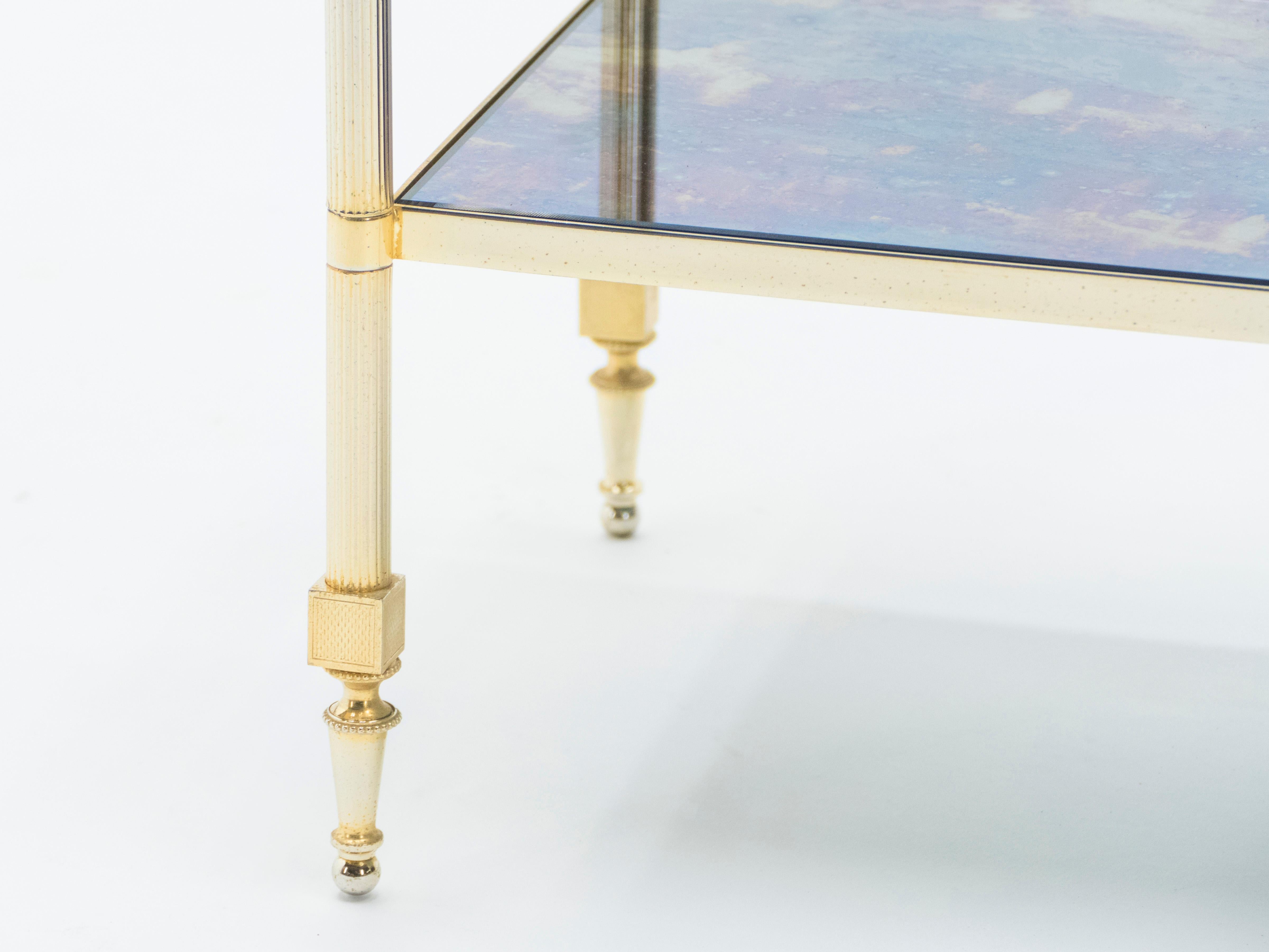Pair of French Maison Jansen Brass Mirrored Two-Tier End Tables, 1960s 5