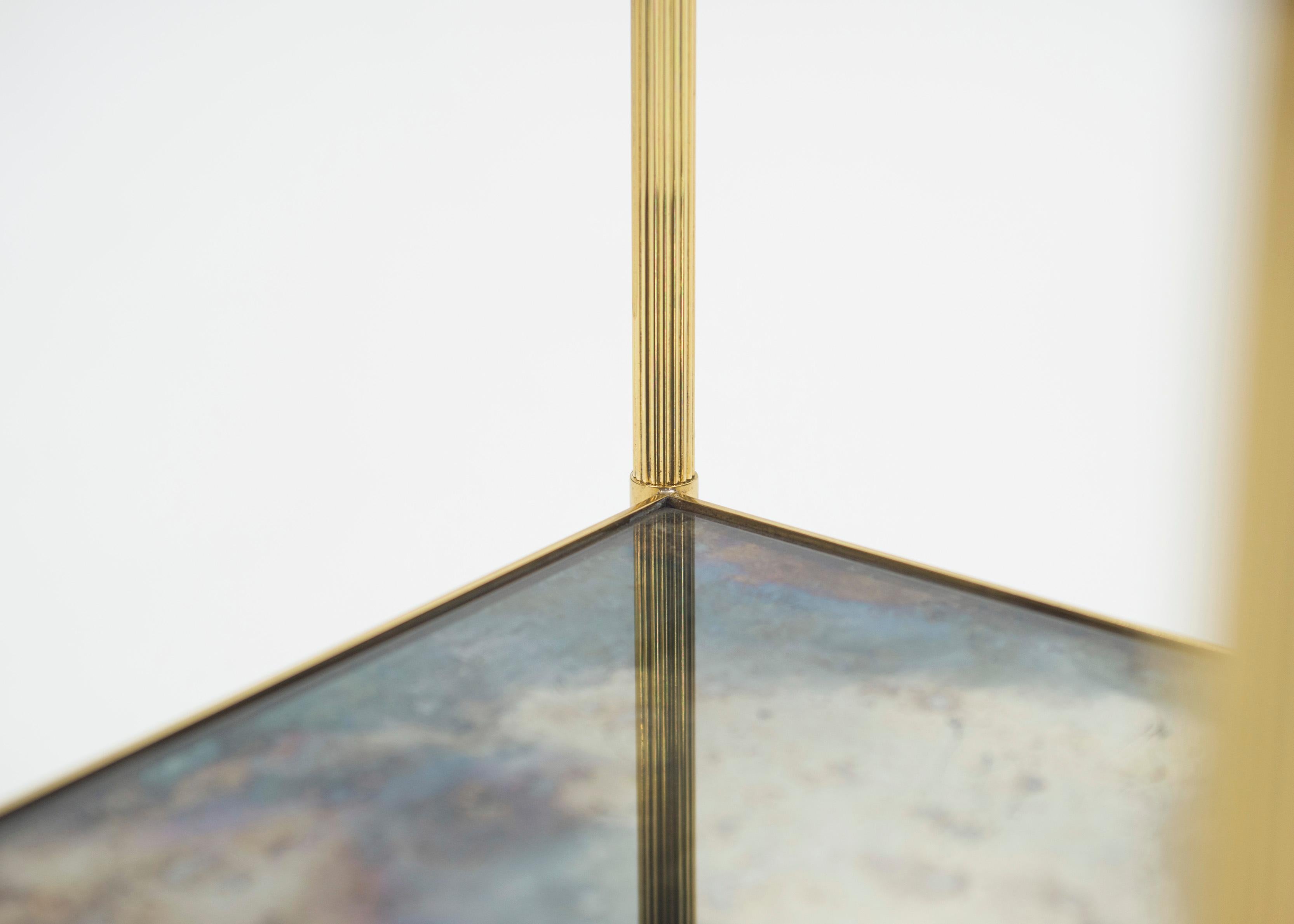 Pair of French Maison Jansen Brass Mirrored Two-Tier End Tables, 1960s 14