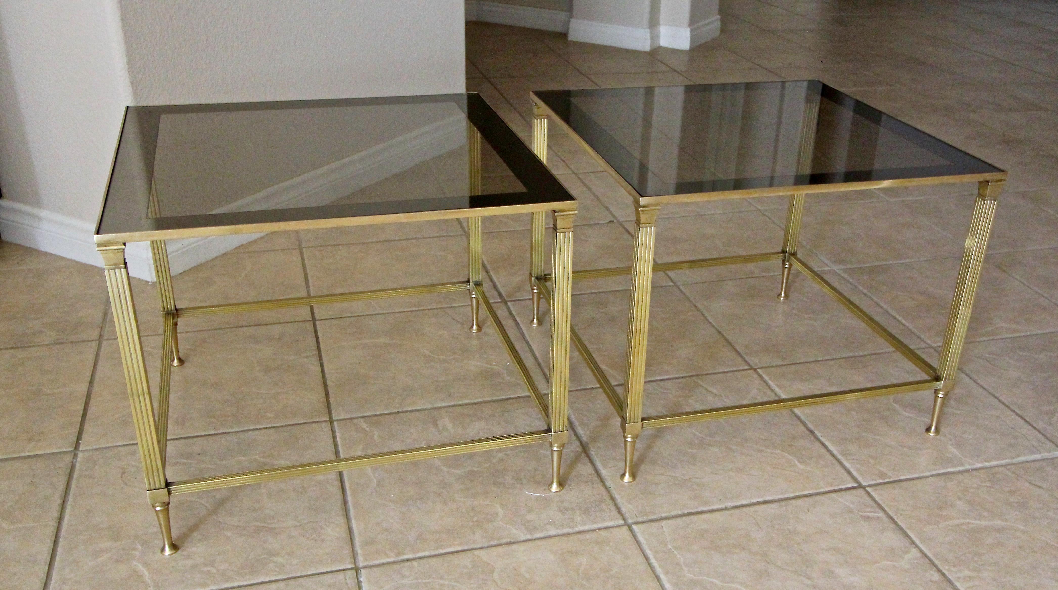 Pair of French Maison Jansen Brass Side or End Tables 2