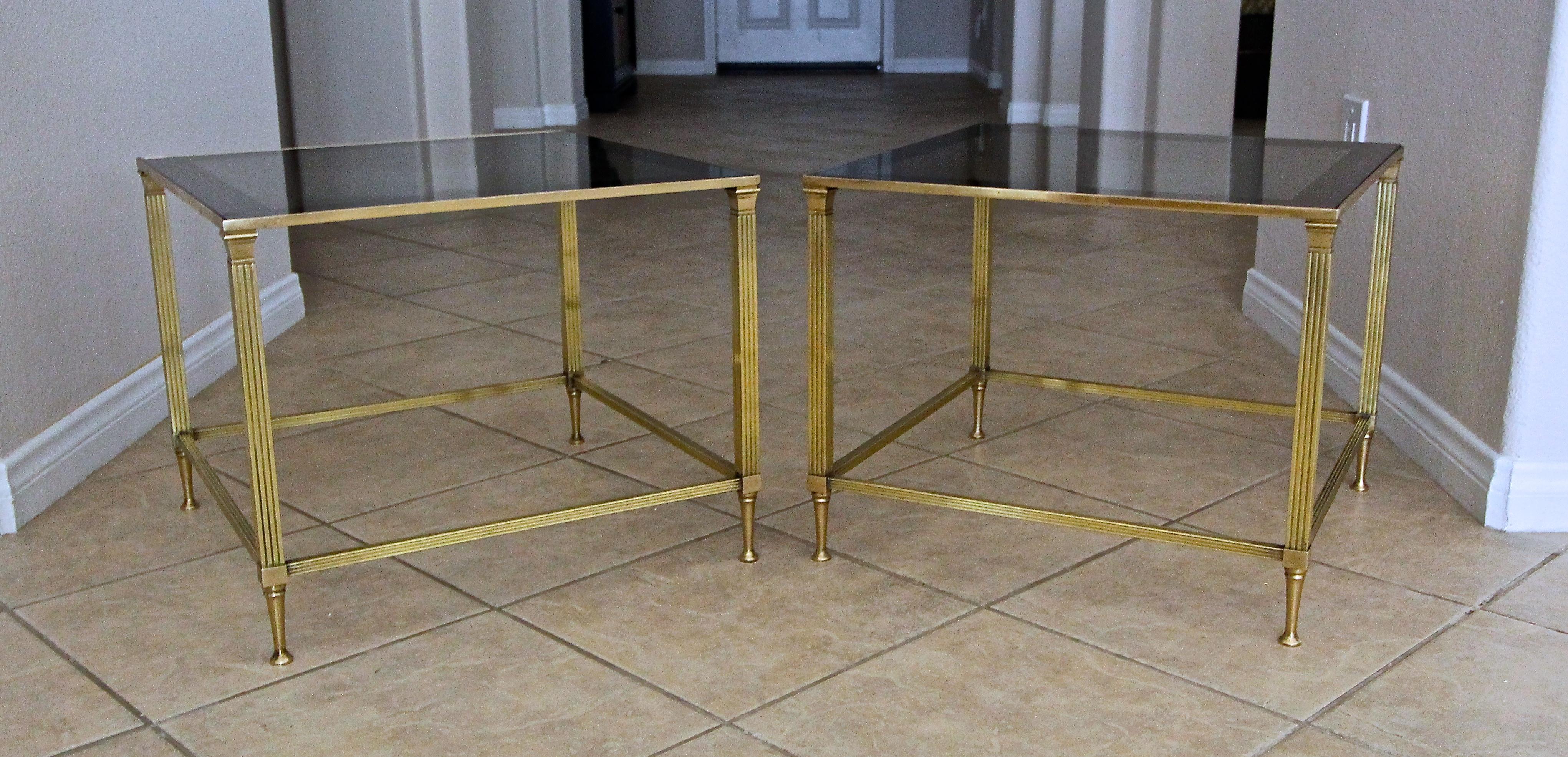 Pair of French Maison Jansen Brass Side or End Tables 3