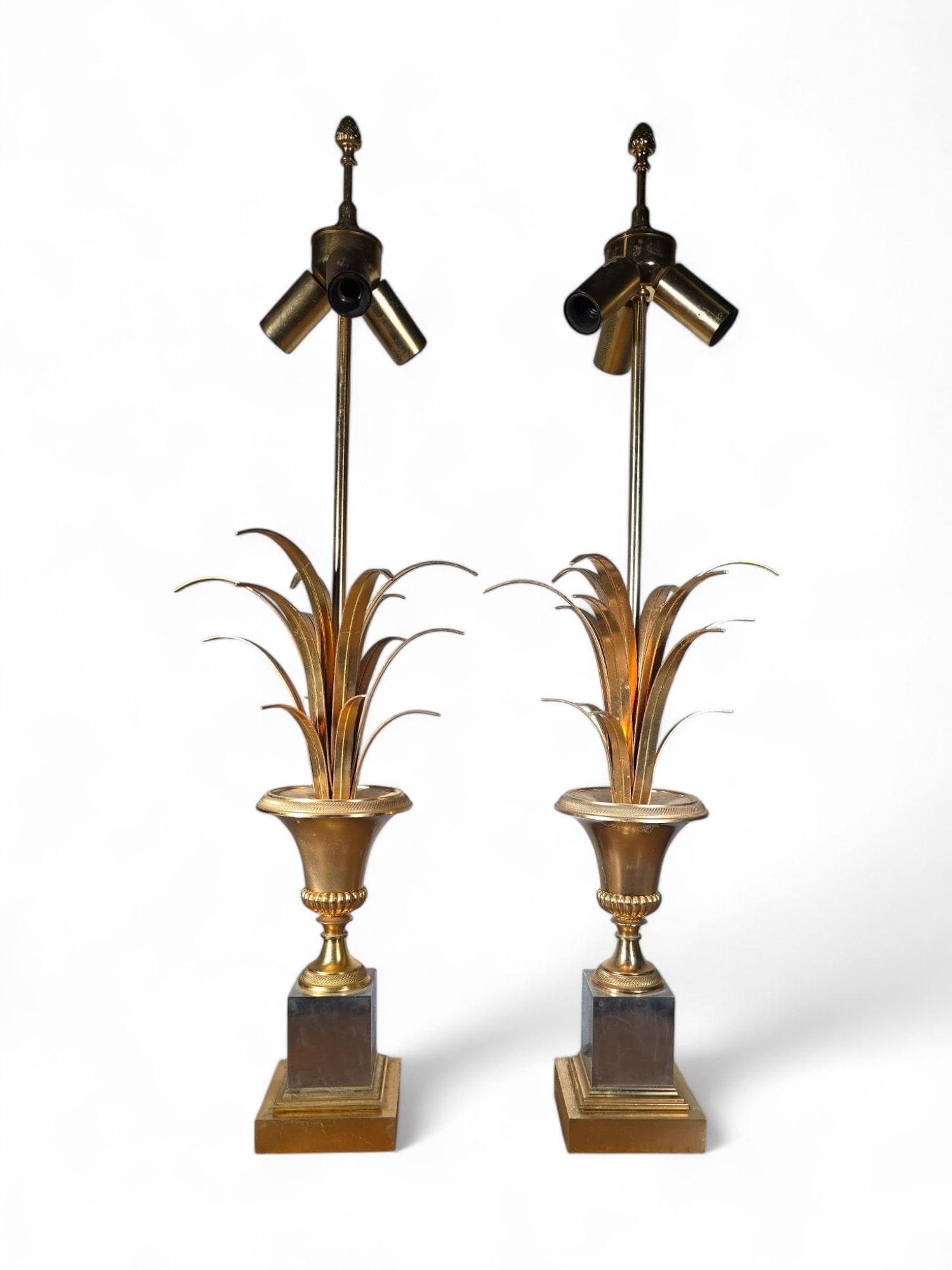 Pair of French Maison Jansen Pineapple Lamps For Sale 14