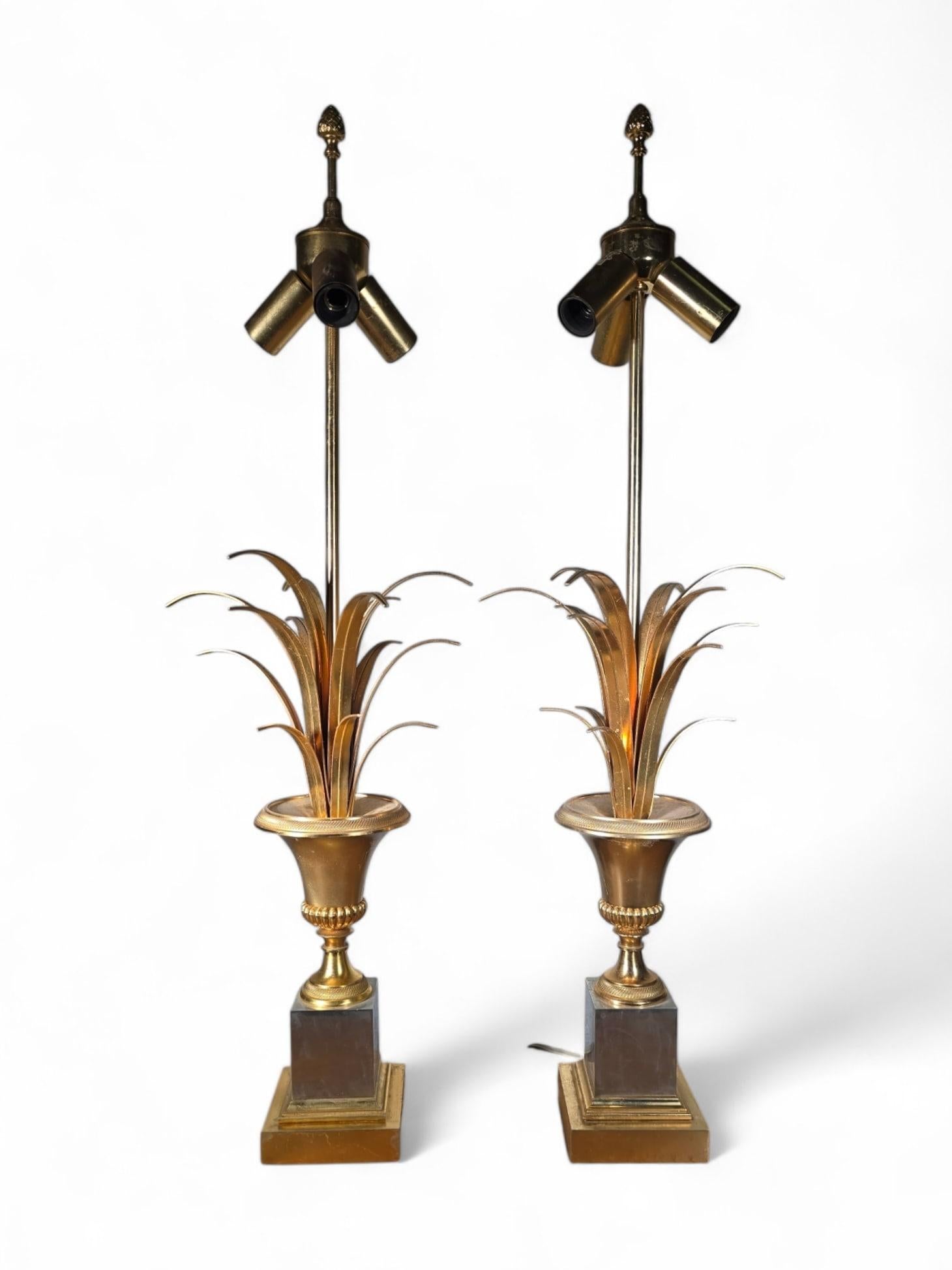 Pair of French Maison Jansen Pineapple Lamps For Sale 15
