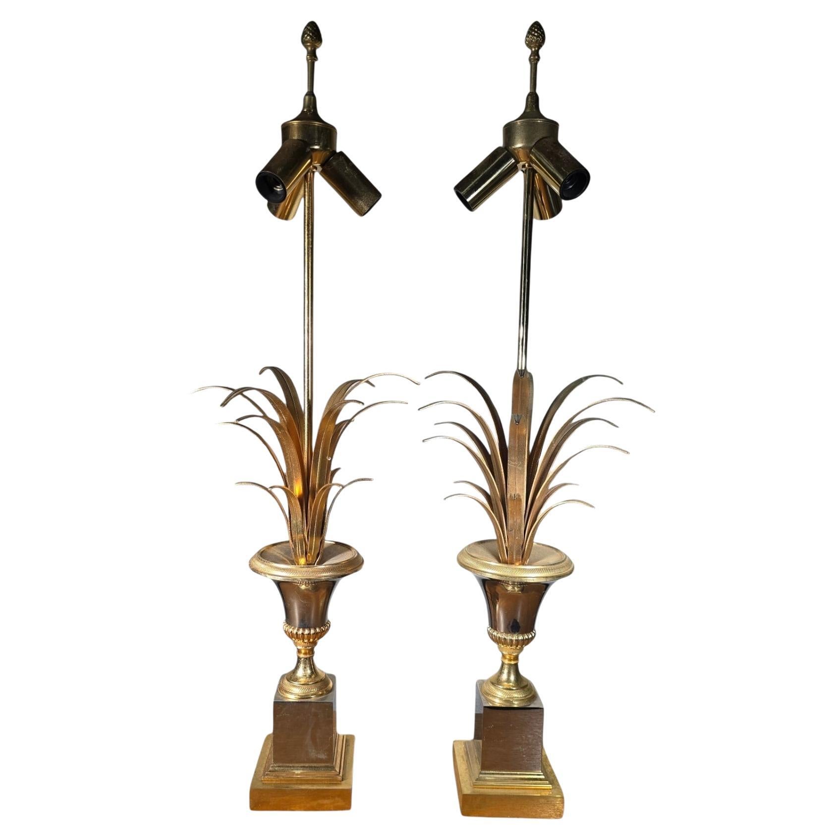 Pair of French Maison Jansen Pineapple Lamps