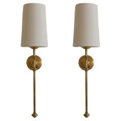 Pair of French Maison Jansen Style Brass Wall Sconces, Wall Lights
