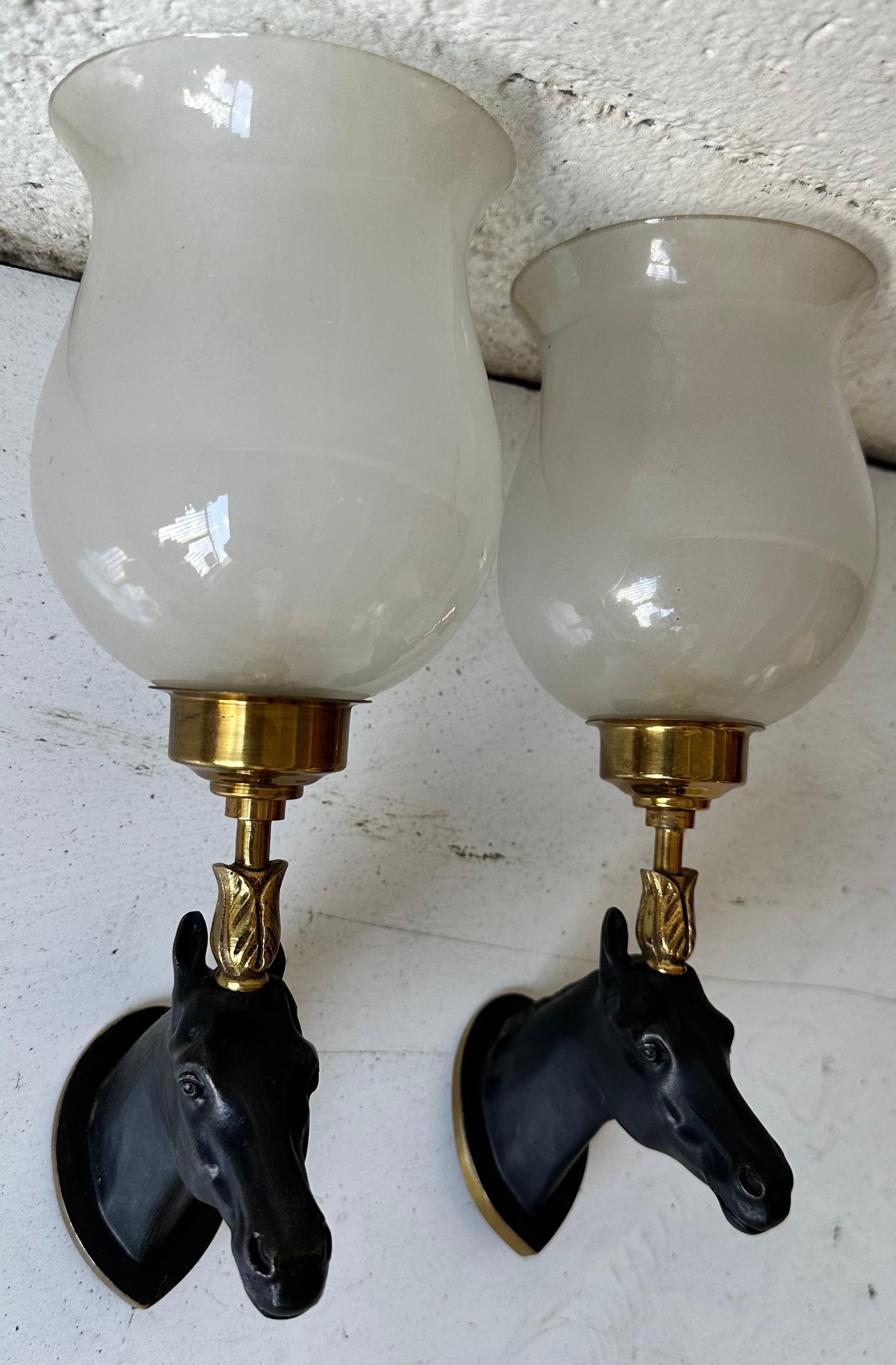 Coppia di lampade a cavallo francesi in bronzo della Maison Lancel, 2 coppie disponibili in vendita 2