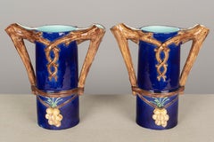 Pair of French Majolica Pitchers or Vases