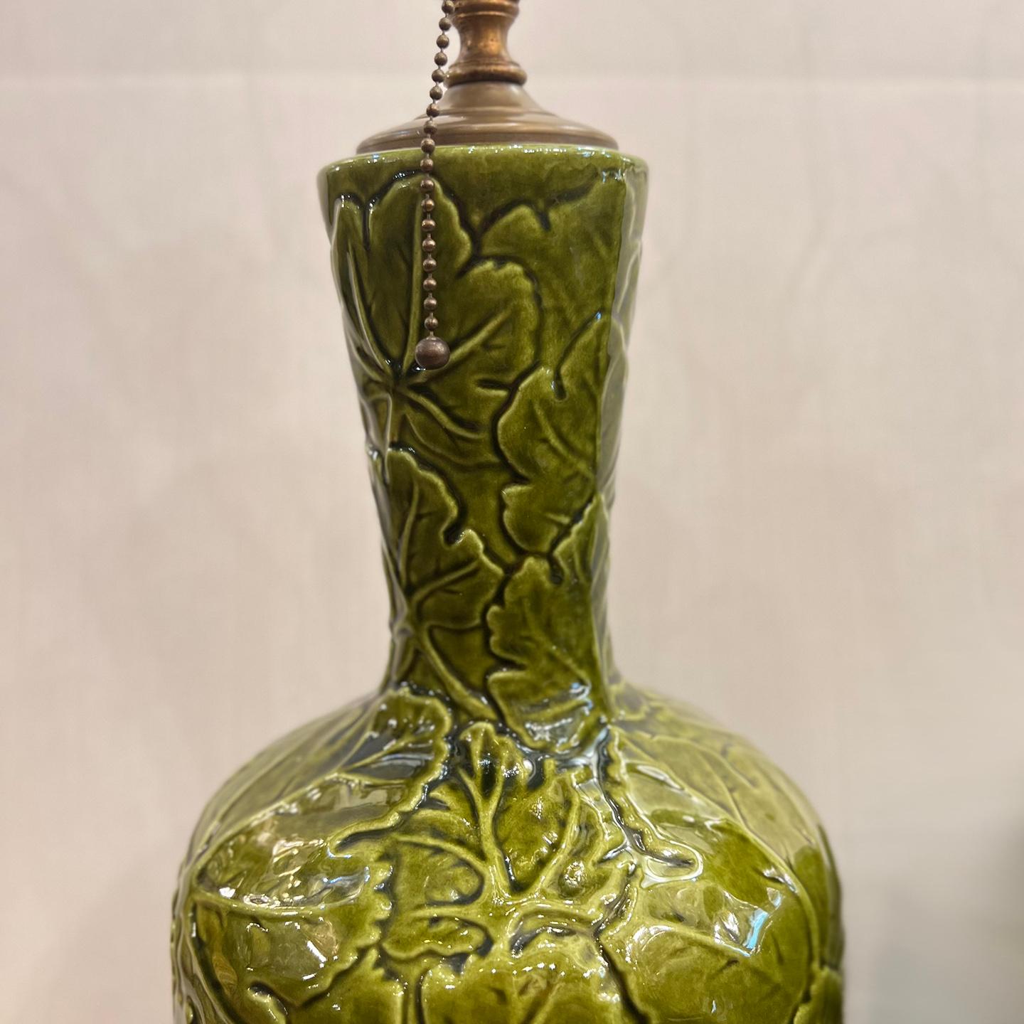 Pair of French Majolica Table Lamps In Good Condition For Sale In New York, NY