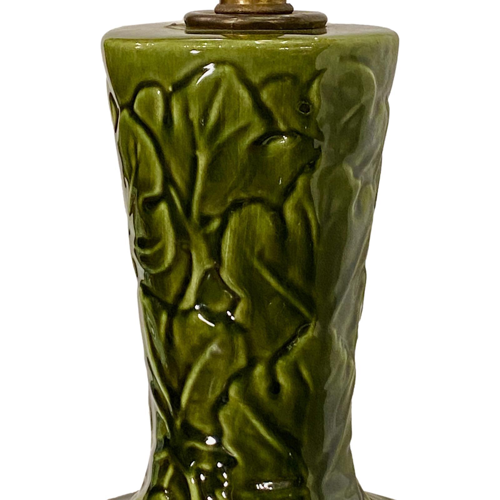 Mid-20th Century Pair of French Majolica Table Lamps
