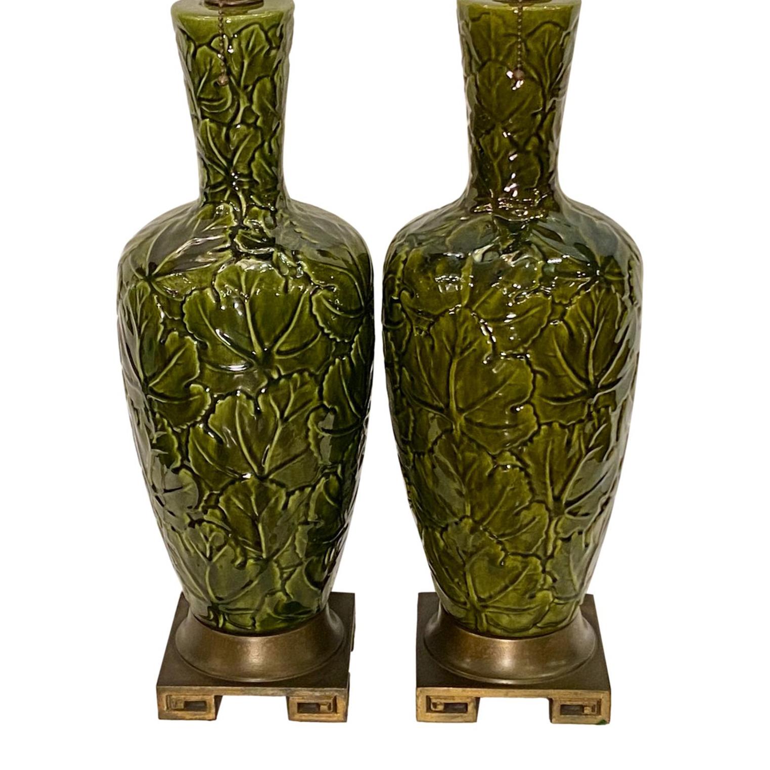 Porcelain Pair of French Majolica Table Lamps