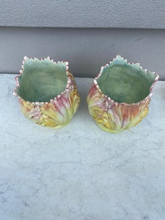 Pair of French Majolica Tulip Vases Delphin Massier, circa 1900