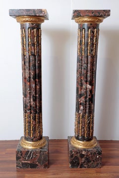 Pair of French Marble and Gilt Bronze Empire Pedestals