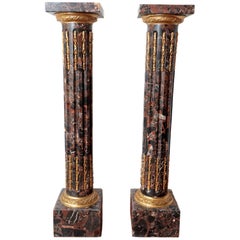 Pair of French Marble and Gilt Bronze Empire Pedestals