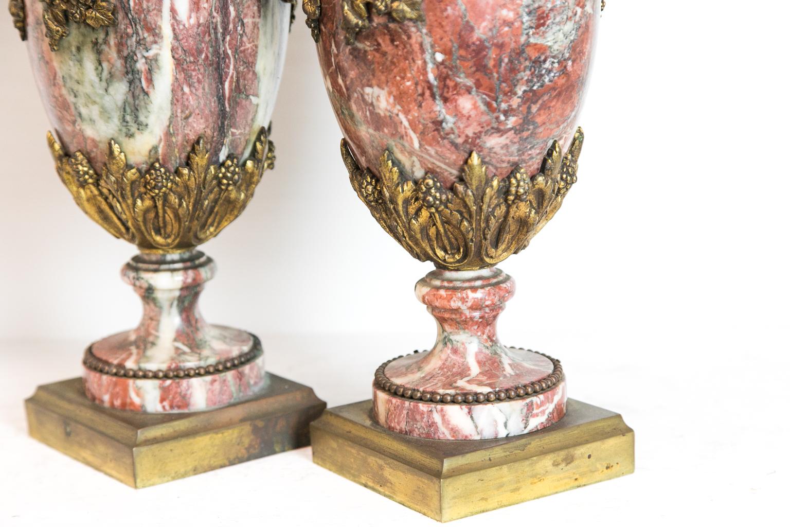 Pair of French Marble and Ormolu Cassolettes For Sale 2