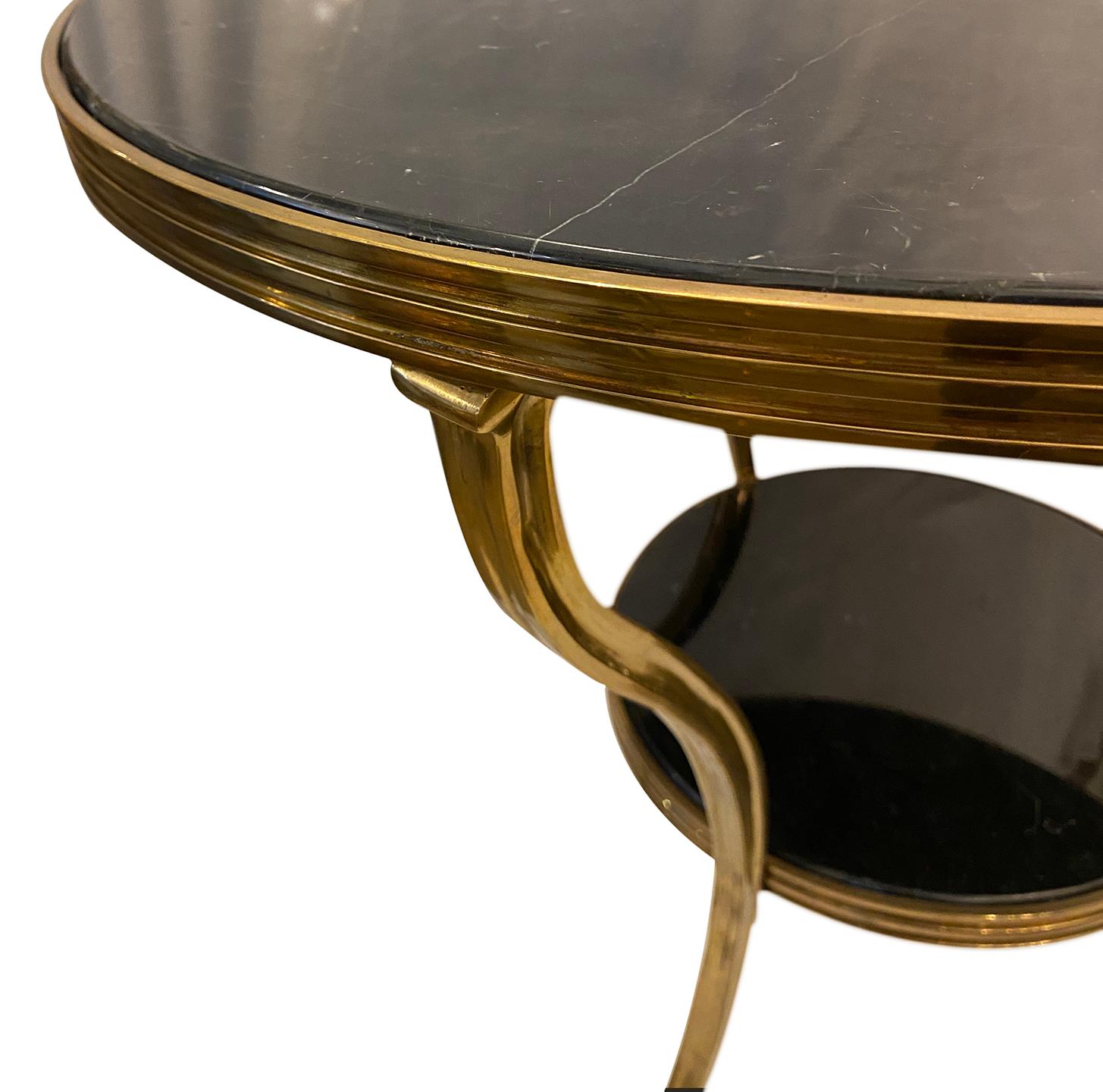 Pair of French Marble & Bronze Side Tables In Good Condition In New York, NY