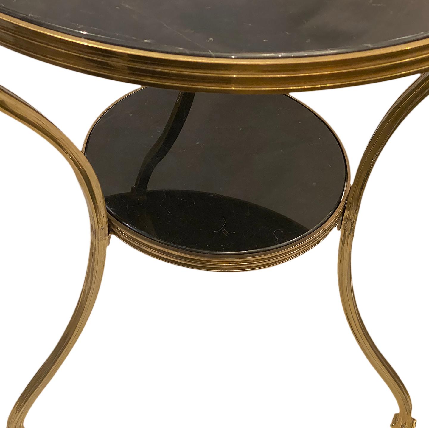 Pair of French Marble & Bronze Side Tables In Good Condition For Sale In New York, NY