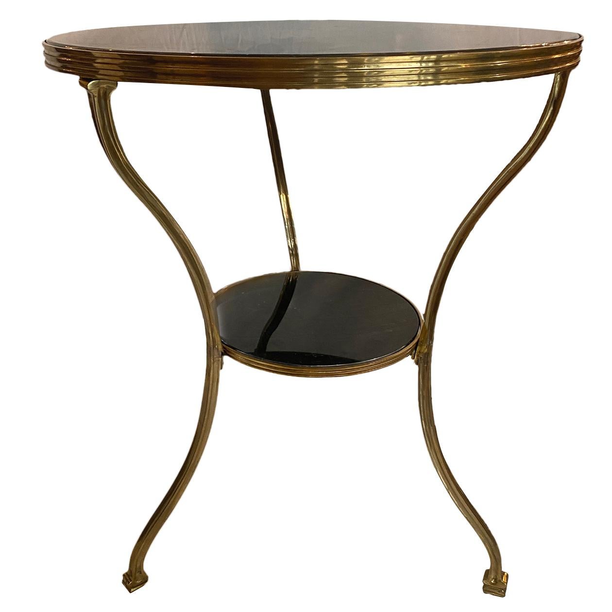 Pair of French Marble & Bronze Side Tables For Sale 1