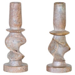 Pair of French Marble Sculptural Candlesticks