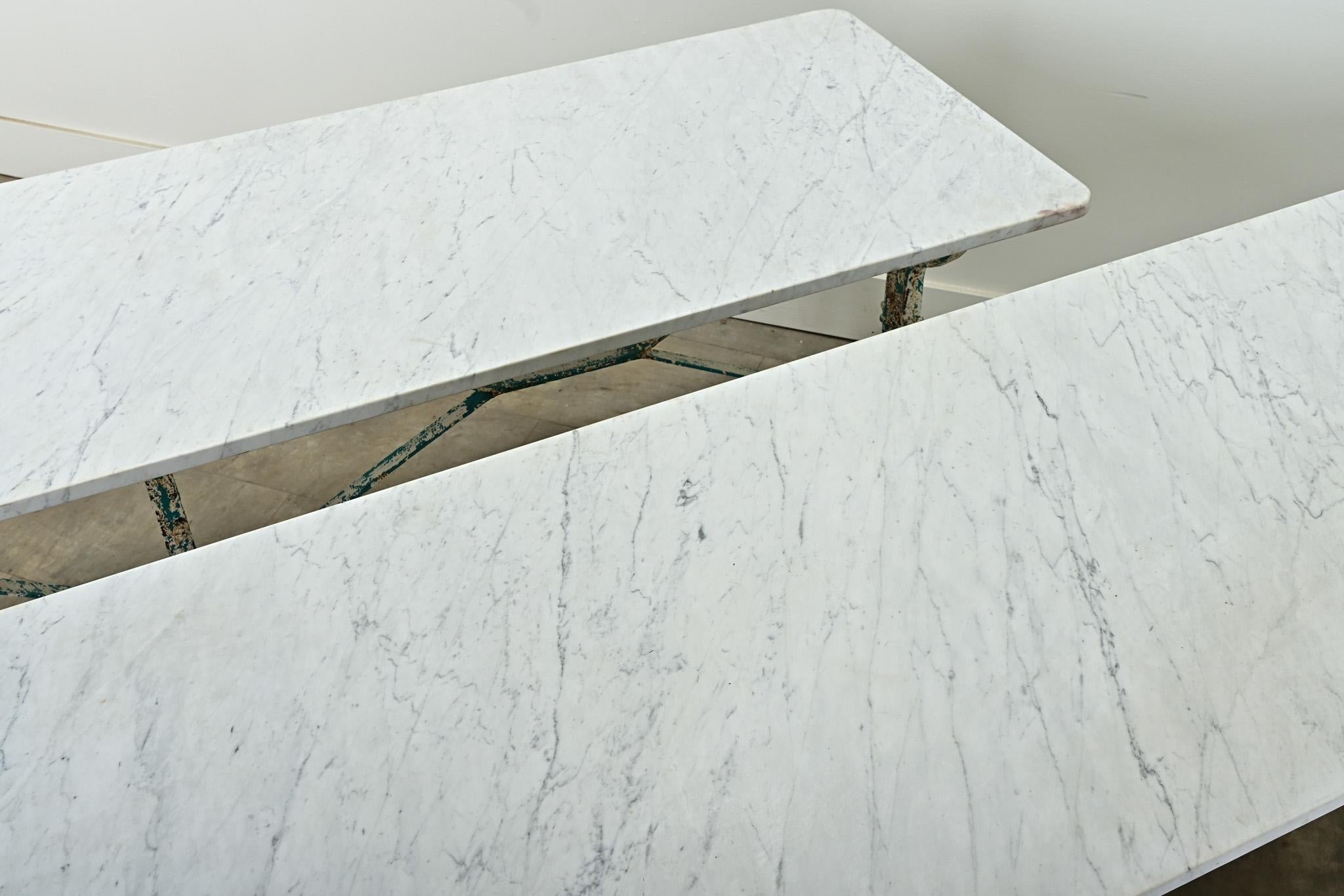 Pair of French Marble Top Bistro Tables 4
