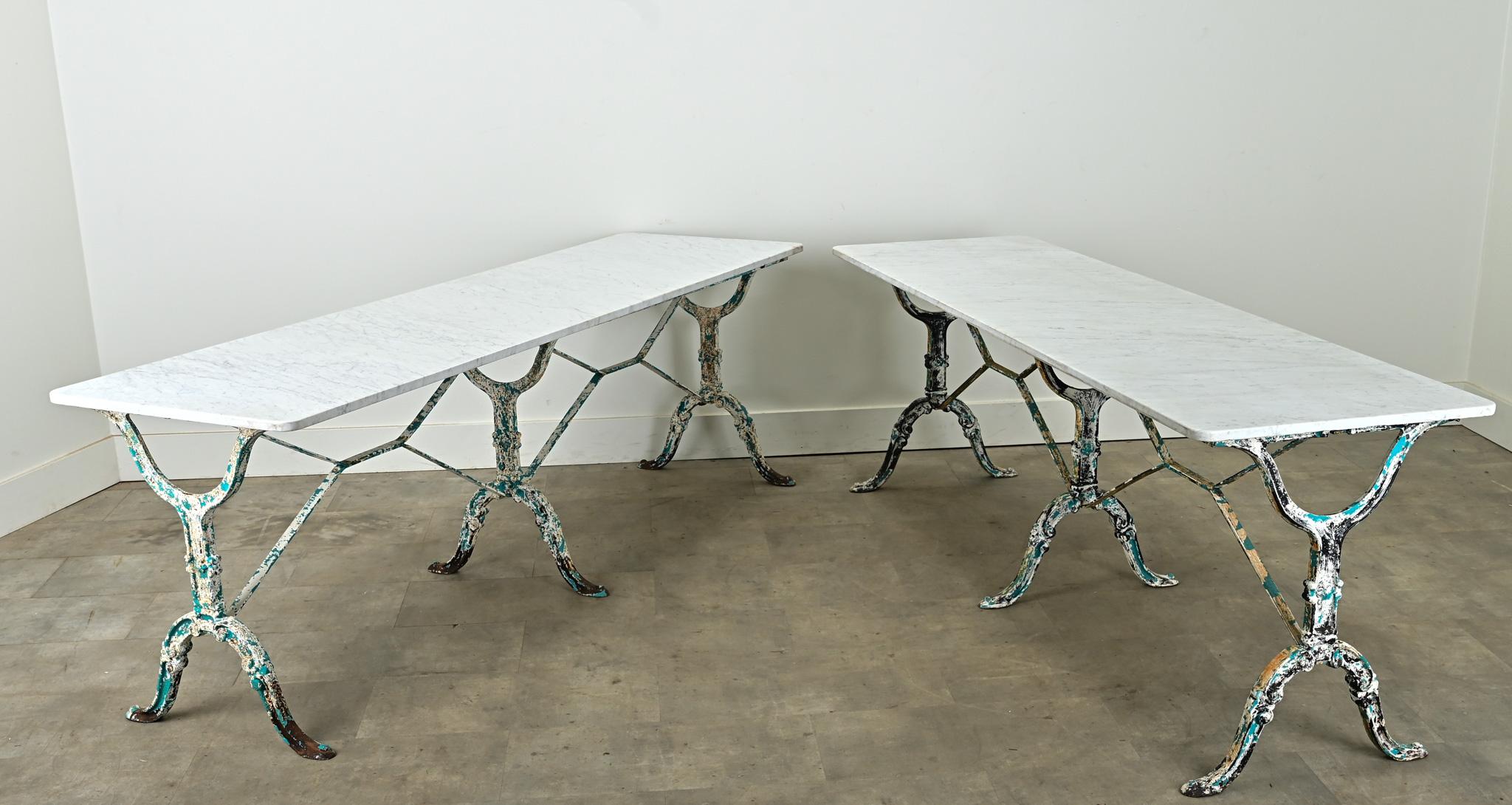Pair of French Marble Top Bistro Tables 5