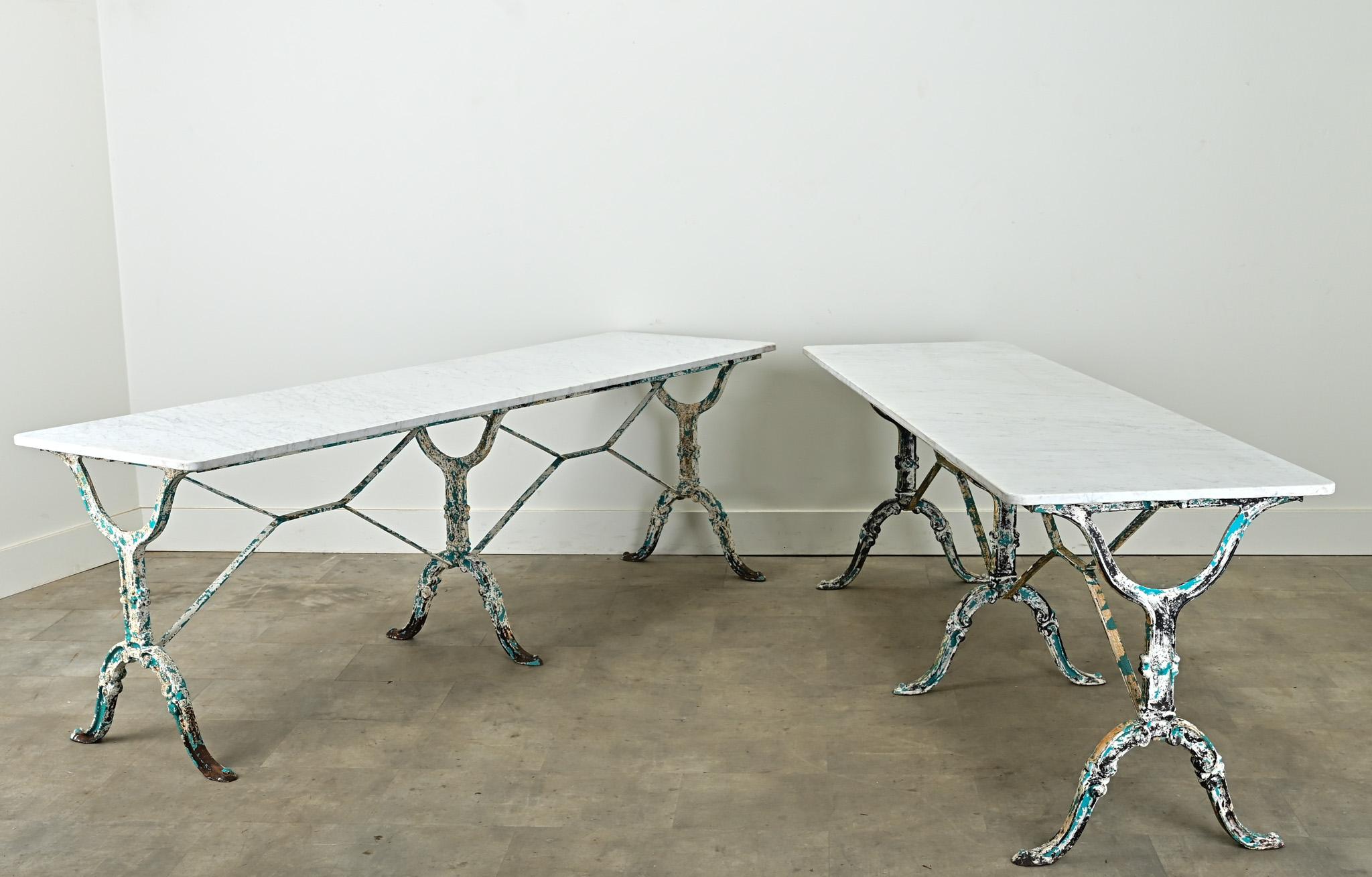 Pair of French Marble Top Bistro Tables 6