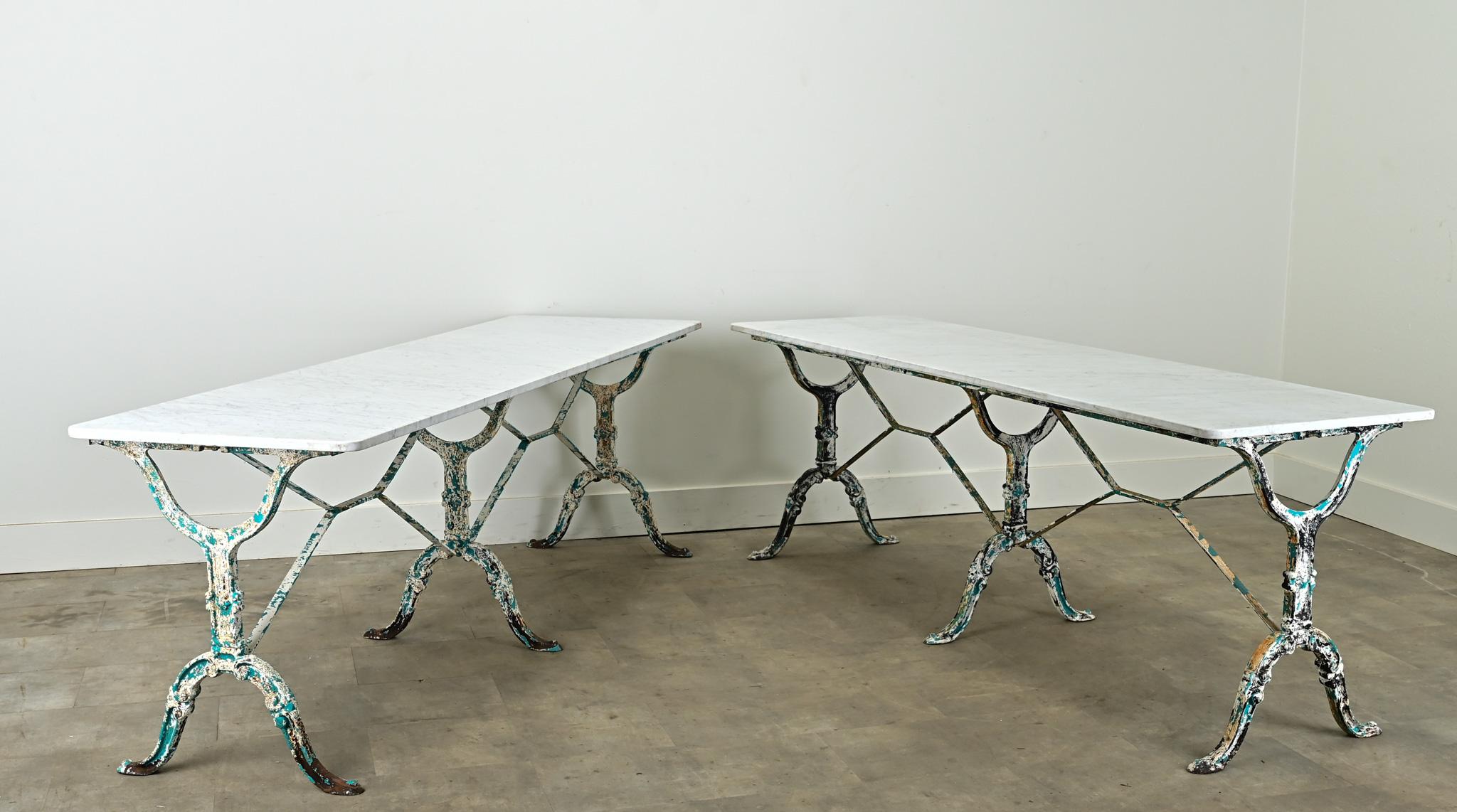 Pair of French Marble Top Bistro Tables 7