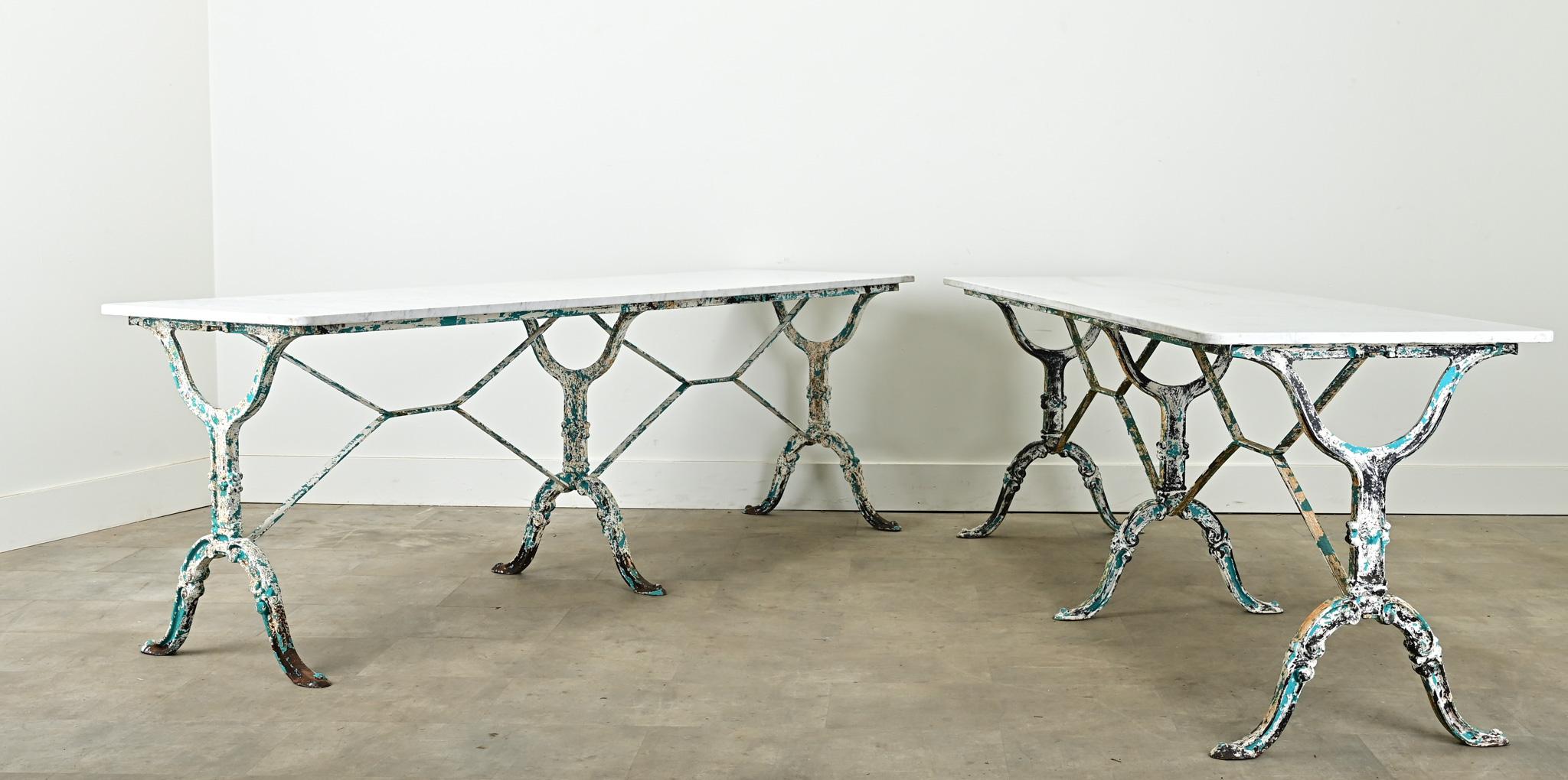 Pair of French Marble Top Bistro Tables 8