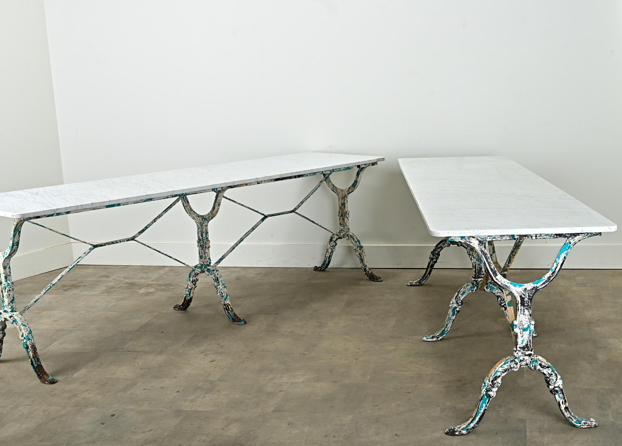 Pair of French Marble Top Bistro Tables 9