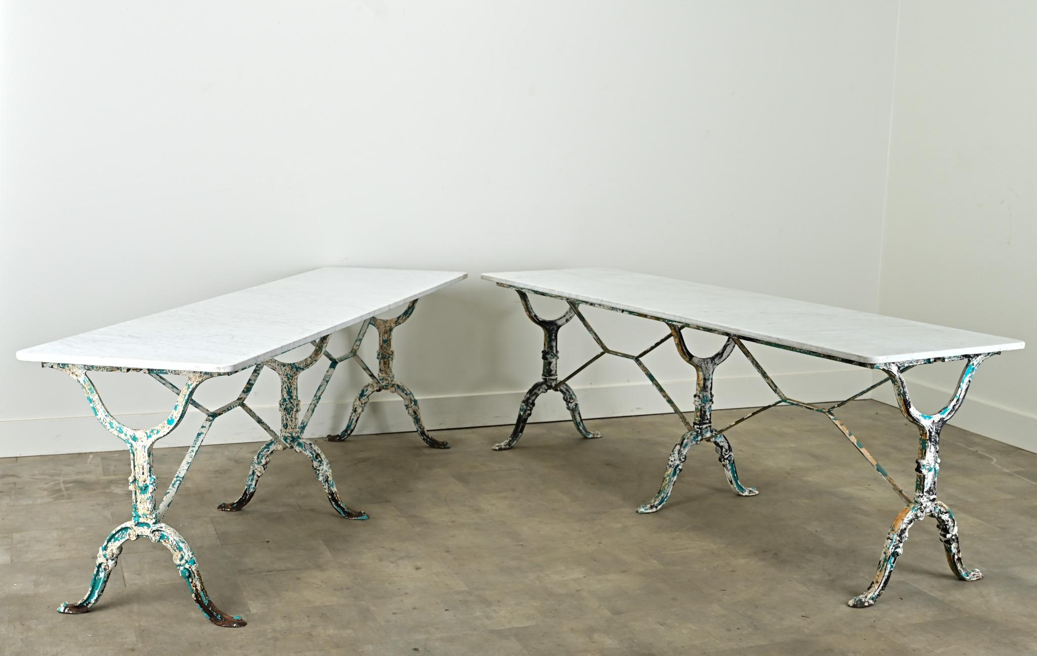 Pair of French Marble Top Bistro Tables 10