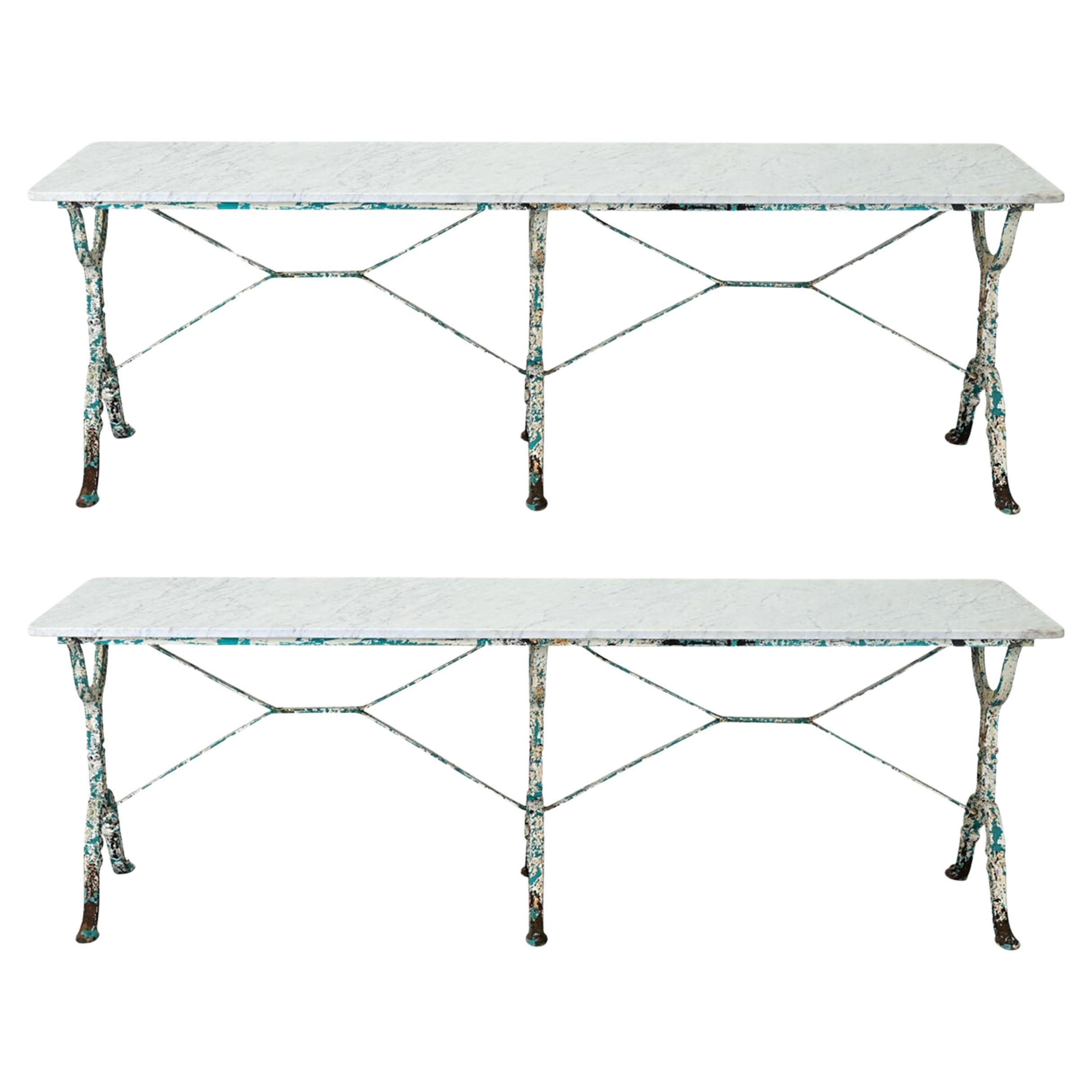 Pair of French Marble Top Bistro Tables
