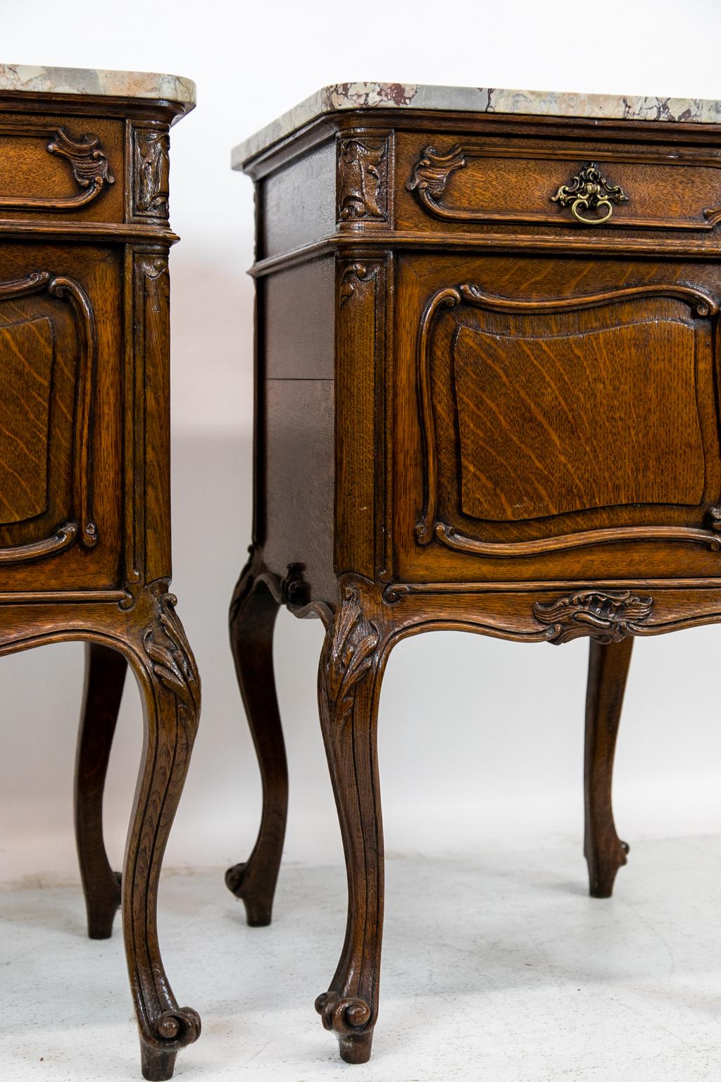 Pair of French Marble-Top Commodes In Good Condition In Wilson, NC