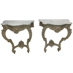 Pair of French Marble top Console Tables Pair of French Marble top Console Tables