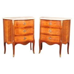 Pair of French Marble Top Louis XV Style Nightstands circa 1920s