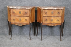 Pair of French Marble Top Nightstands Louis XV