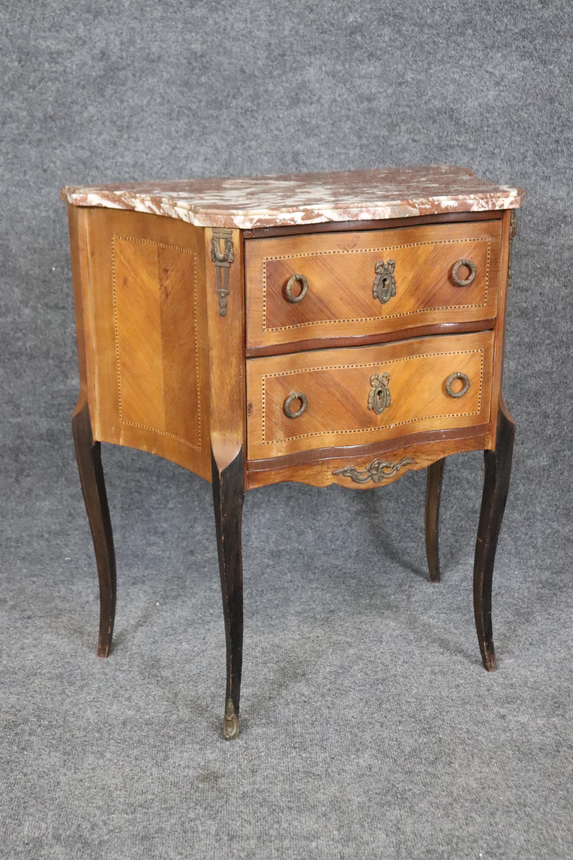 Pair of French Marble Top Nightstands Louis XV For Sale 1
