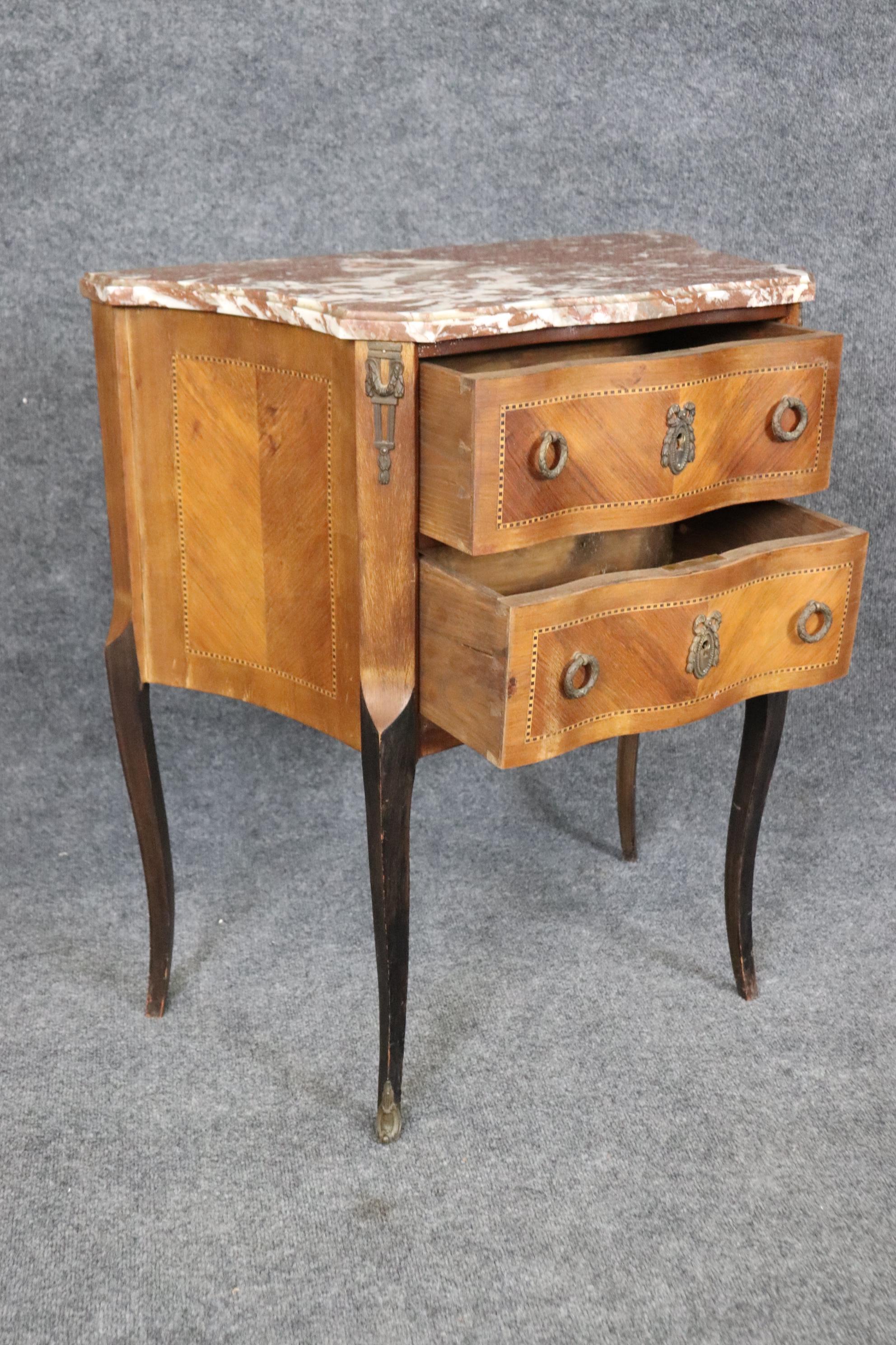 Pair of French Marble Top Nightstands Louis XV For Sale 2