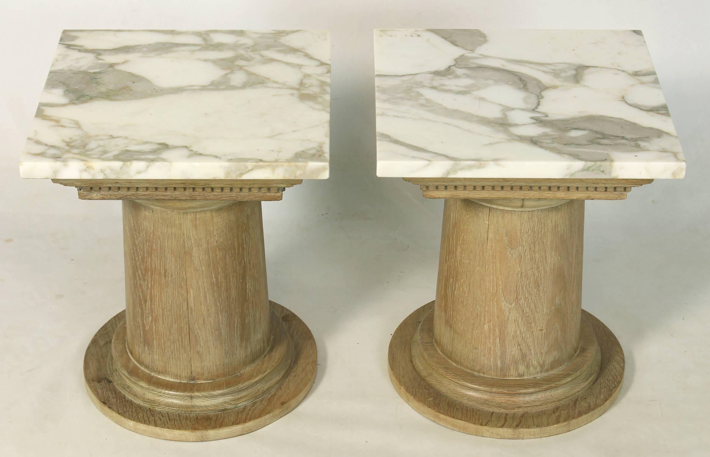 Pair of French Marble-Top Side Tables In Excellent Condition In Kilmarnock, VA