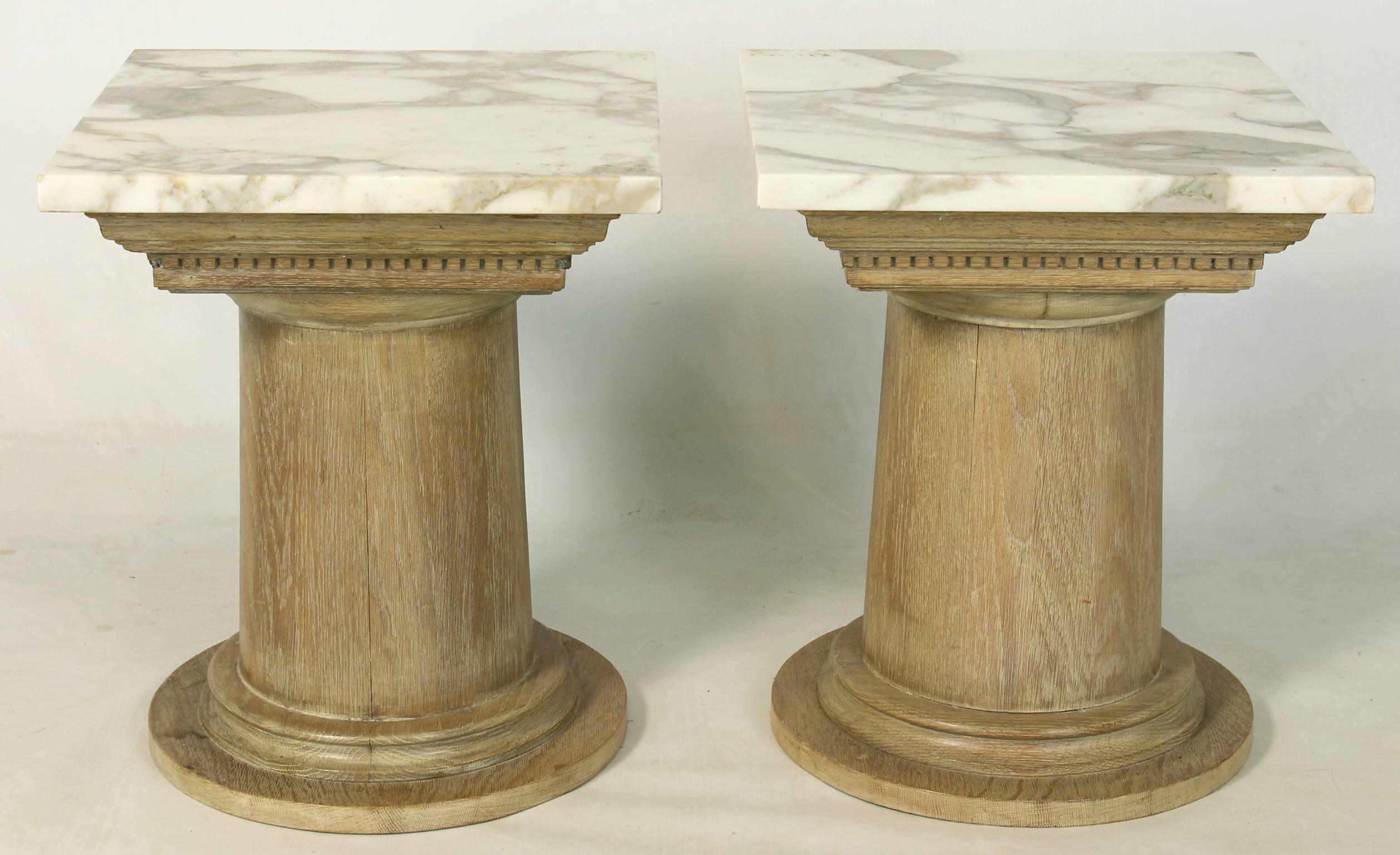 Mid-20th Century Pair of French Marble-Top Side Tables