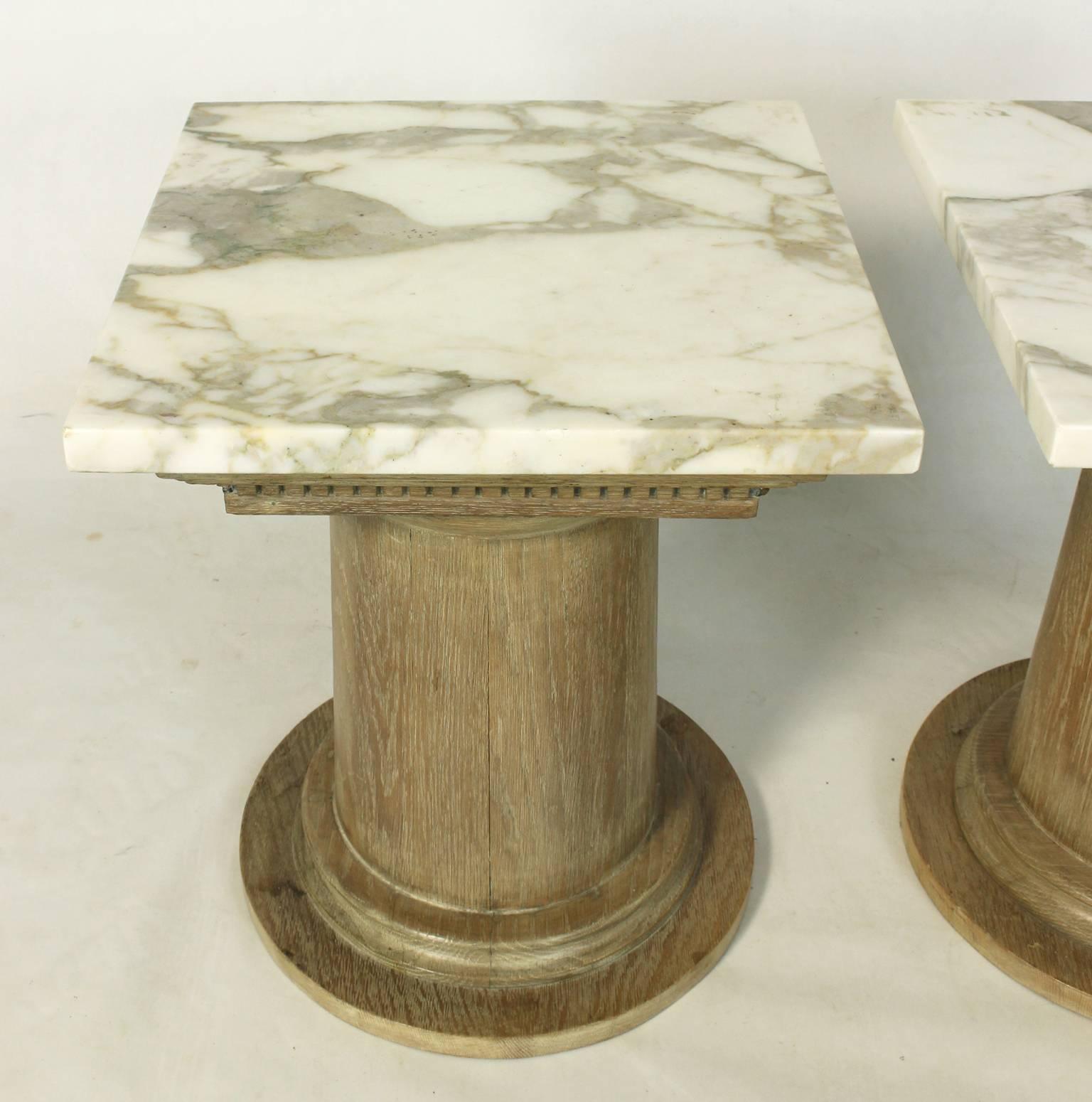 Pair of French Marble-Top Side Tables 1