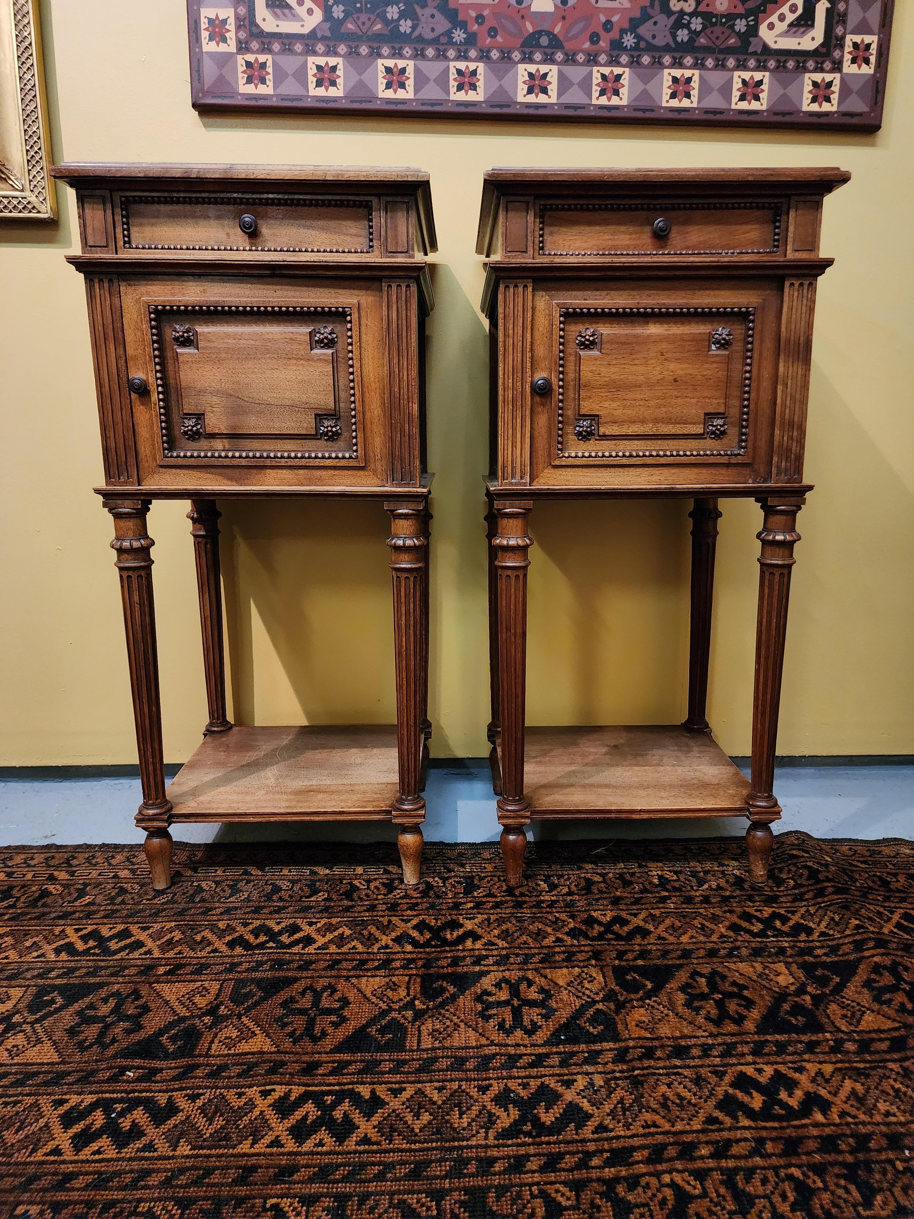 Pair of French Marble Toped Louis Philippe Nightstands 4