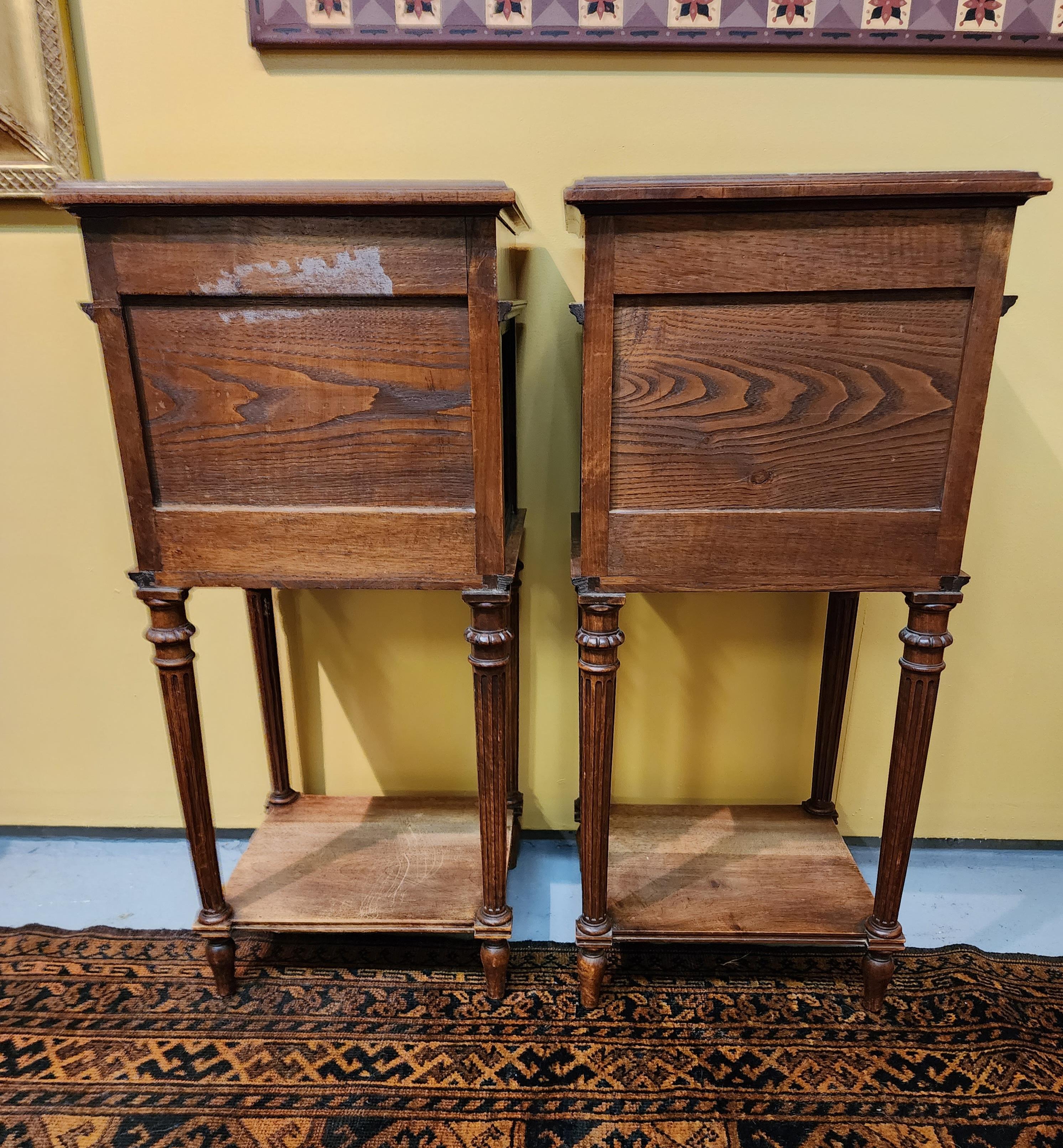 Pair of French Marble Toped Louis Philippe Nightstands In Good Condition In Hudson, NY