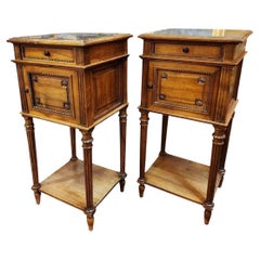 Pair of French Marble Toped Louis Philippe Nightstands 