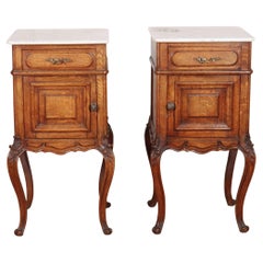 Pair of French Marble Topped Bedside Cabinets