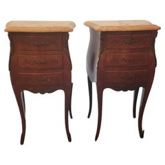 Pair Of French Marble Topped Lous XV Night Stands 