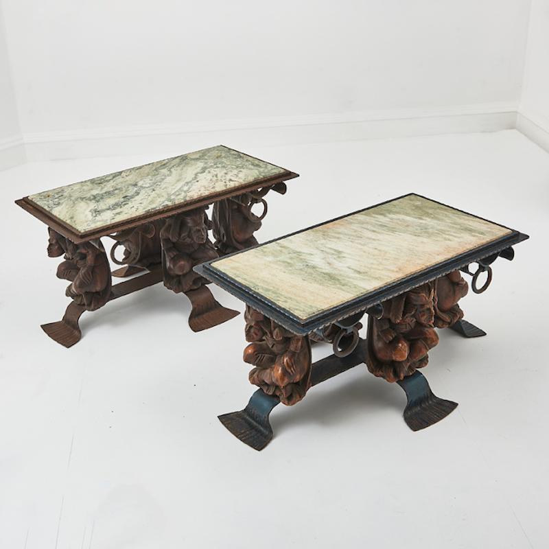 Européen Paire de tables françaises en marbre par Jean - Maurice Rosthschild 1950s en vente