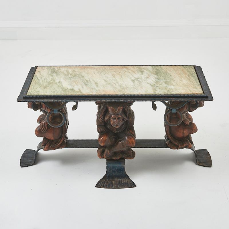 Fer Paire de tables françaises en marbre par Jean - Maurice Rosthschild 1950s en vente